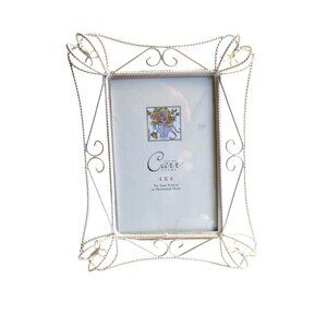 *Carr Delicate Picture Frame Sculpted Silver Metal Wire - 4" x 6" - NWT - 2 Way